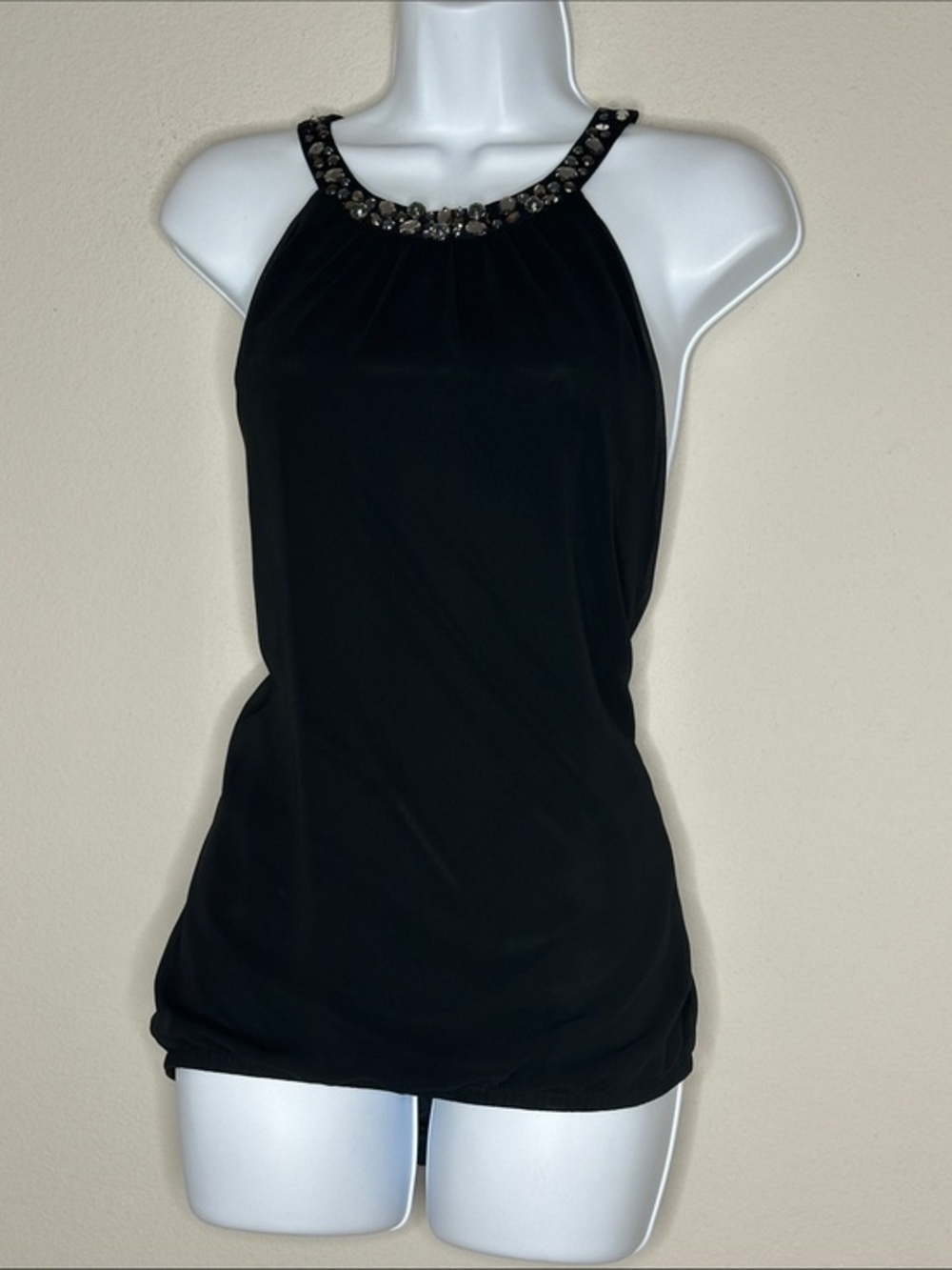 Express Black Jeweled Halter Camisole